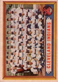 1957 Topps #275 Cleveland Indians TC/UER Text on back credits Tribe/with winning AL title in '28./The Yankees won that year.)