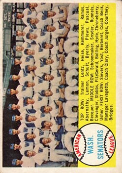 1958 Topps #44 Washington Senators TC