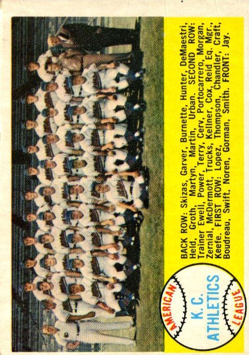1958 Topps #174 Kansas City Athletics TC