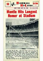 1960 Nu-Card Hi-Lites #50 Mickey Mantle/Hits Longest Homer/at Stadium