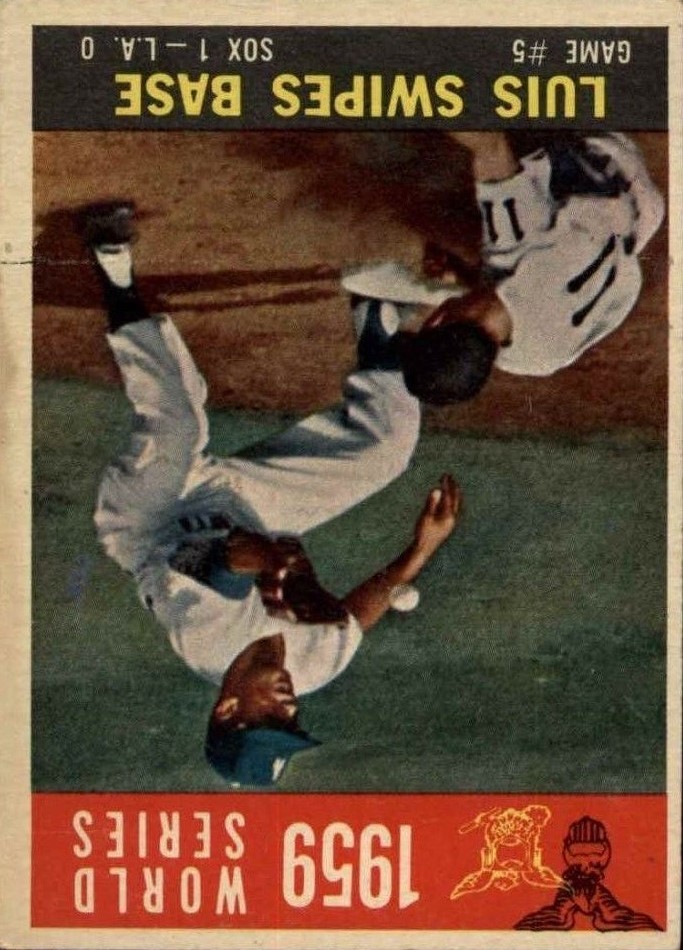 1960 Topps #389 World Series Game 5/Aparicio Steals Base/w/Maury Wills