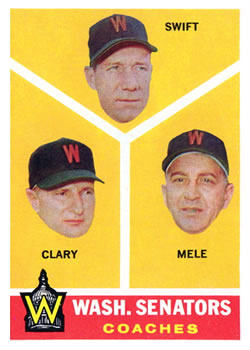 1960 Topps #470 Senators Coaches/Bob Swift/Ellis Clary/Sam Mele