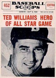 1961 Nu-Card Scoops #452 Ted Williams/(All-Star Hero)