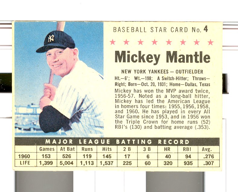 1961 Post #4B Mickey Mantle BOX