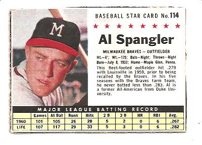 1961 Post #114 Al Spangler BOX only