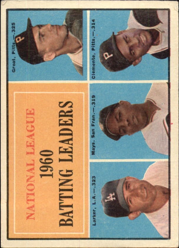 1961 Topps #41 NL Batting Leaders/Dick Groat/Norm Larker/Willie Mays/Roberto Clemente