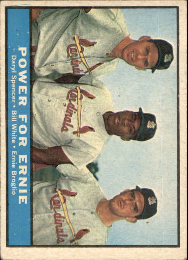 1961 Topps #451 Power for Ernie/Daryl Spencer/Bill White/Ernie Broglio