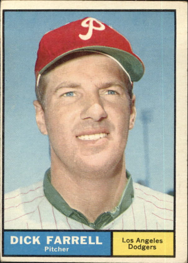 1961 Topps #522 Dick Farrell UER/(Phillies cap but/listed on Dodgers)