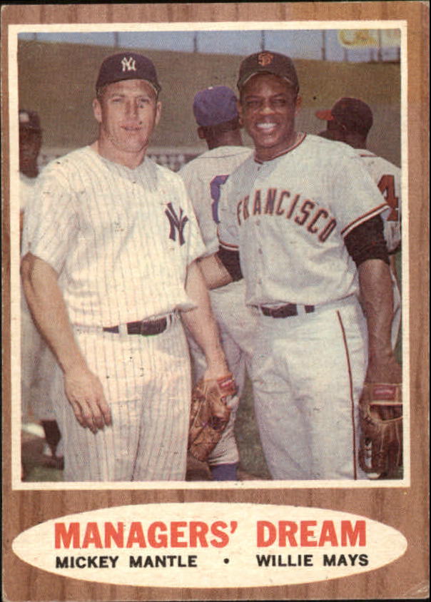 1962 Topps #18 Managers Dream (Mickey Mantle and Willie Mays)