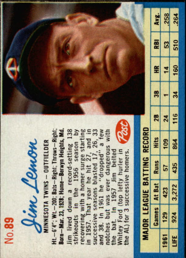 1962 Post #89 Jim Lemon