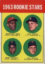 1963 Topps #549 Rookie Stars/Marcelino Lopez RC/Pete Lovrich RC/Paul Ratliff RC/Elmo Plaskett RC