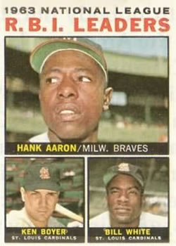 1964 Topps #11 NL RBI Leaders/Hank Aaron/Ken Boyer/Bill White