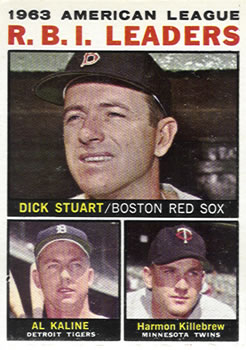 1964 Topps #12 AL RBI Leaders/Dick Stuart/Al Kaline/Harmon Killebrew