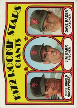 1972 Topps #232 Rookie Stars/Chris Arnold RC/Jim Barr RC/Dave Rader RC