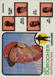 1973 Topps #624 Leo Durocher MG/Preston Gomez CO/Grady Hatton CO/Hub Kittle CO/Jim Owens CO