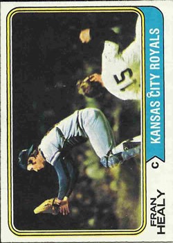 1974 Topps #238 Fran Healy/(Munson sliding/in background)