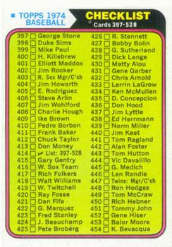 1974 Topps #414 Checklist 397-528