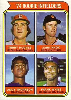 1974 Topps #604 Rookie Infielders/Terry Hughes/John Knox RC/Andre Thornton RC/Frank White RC