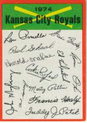 1974 Topps Team Checklists #11 Kansas City Royals