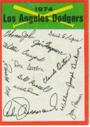1974 Topps Team Checklists #12 Los Angeles Dodgers