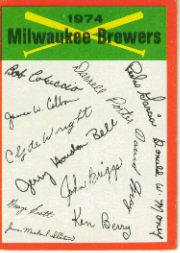 1974 Topps Team Checklists #13 Milwaukee Brewers