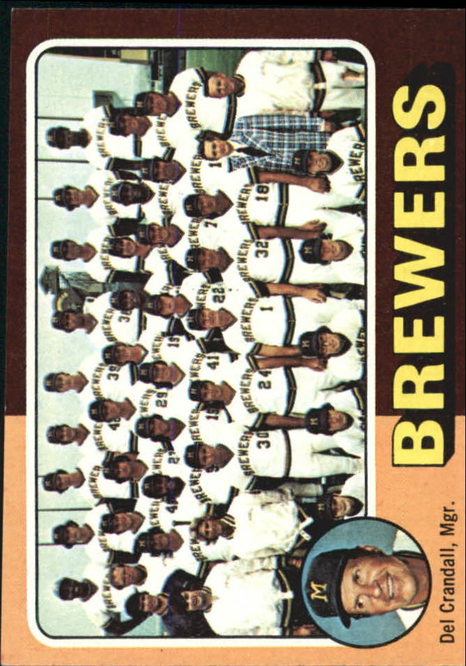 1975 Topps #384 Milwaukee Brewers CL/Del Crandall MG