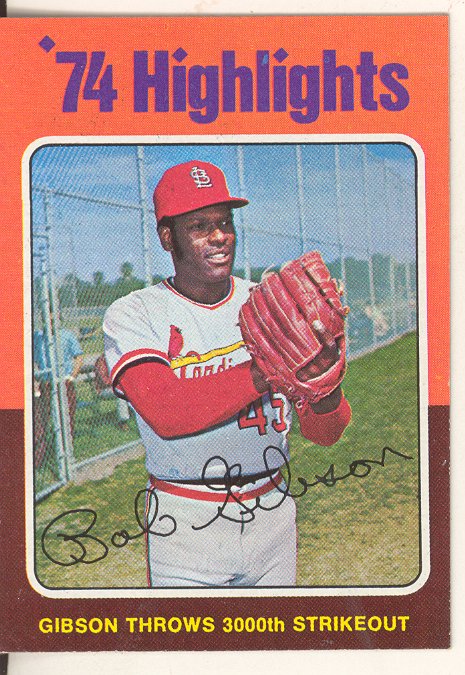 1975 Topps Mini #3 Bob Gibson HL/3000th Strikeout