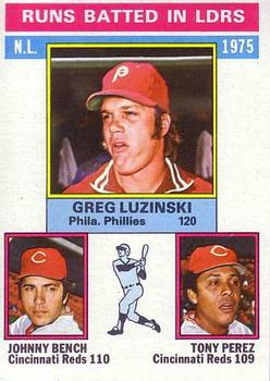 1976 Topps #195 NL RBI Leaders/Greg Luzinski/Johnny Bench/Tony Perez