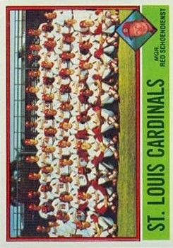 1976 Topps #581 St. Louis Cardinals CL/Red Schoendienst MG