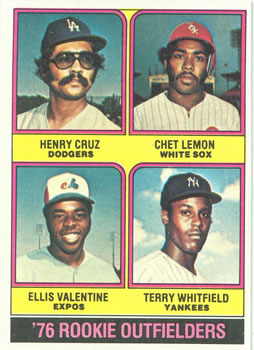 1976 Topps #590 Rookie Outfielders/Henry Cruz RC/Chet Lemon RC/Ellis Valentine RC/Terry Whitfield