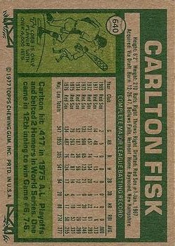 1977 Topps #640 Carlton Fisk back image
