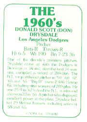 1978 TCMA 60'S I #3 Don Drysdale back image