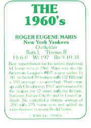 1978 TCMA 60'S I #11 Roger Maris back image