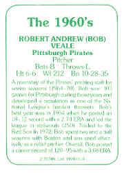 1978 TCMA 60'S I #114 Bob Veale back image