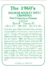 1978 TCMA 60'S I #144 Del Crandall back image