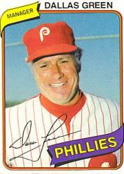 1980 Phillies Burger King #1 Dallas Green MG *