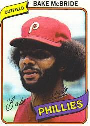 1980 Phillies Burger King #9 Bake McBride
