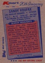 1982 K-Mart #4 Sandy Koufax: 63NL back image