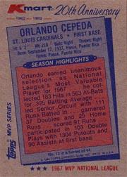 1982 K-Mart #12 Orlando Cepeda: 67NL back image