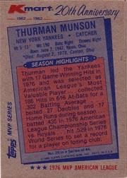 1982 K-Mart #29 Thurman Munson: 76AL back image