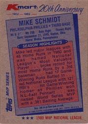 1982 K-Mart #39 Mike Schmidt: 80NL back image