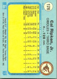1982 Fleer #176 Cal Ripken RC back image
