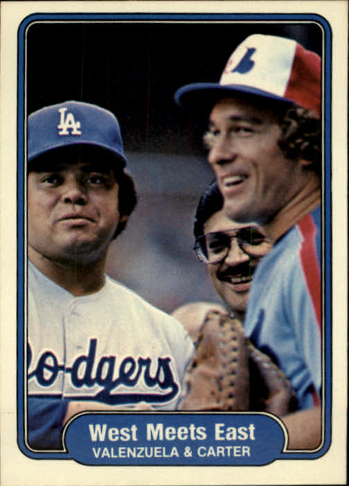 1982 Fleer #635 West Meets East/Fernando Valenzuela/and Gary Car
