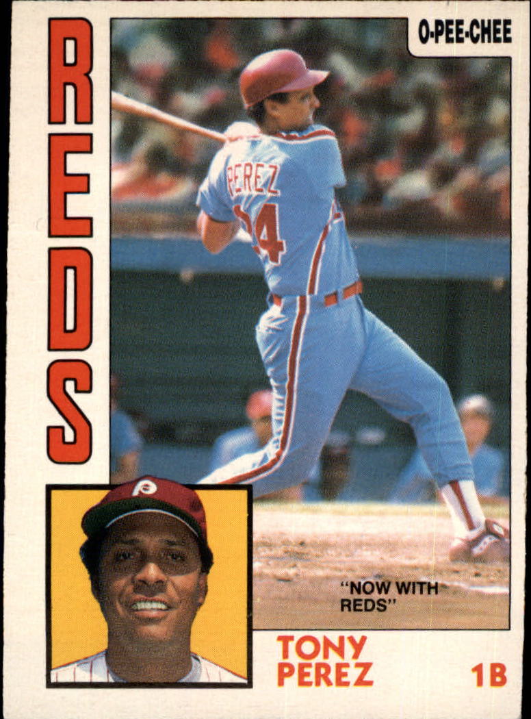 1984 O-Pee-Chee #385 Tony Perez/Now with Reds