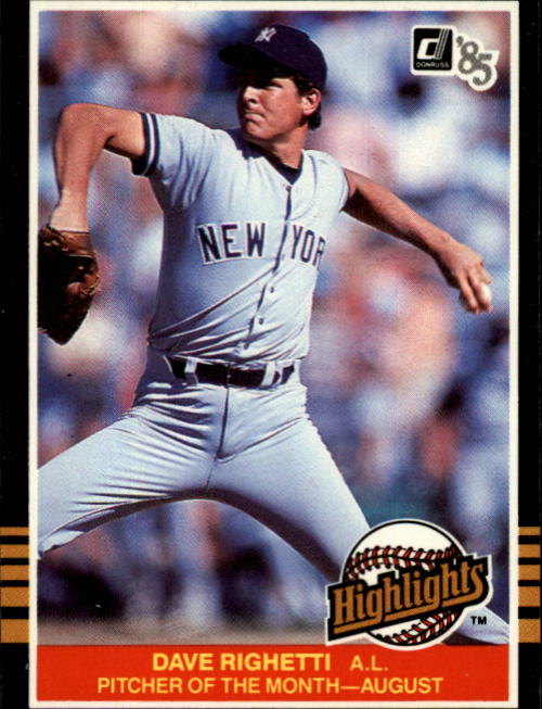 1985 Donruss Highlights #37 Dave Righetti