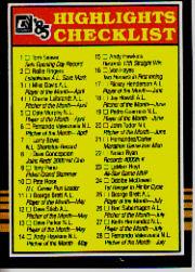 1985 Donruss Highlights #NNO Checklist Card