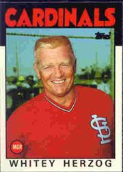 1986 Topps Tiffany #441 Whitey Herzog MG/(Checklist back)