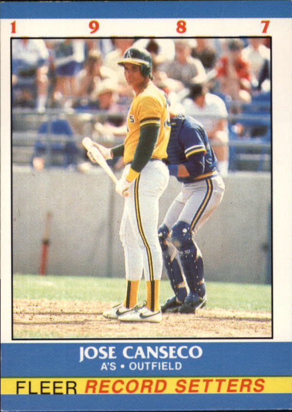 1987 Fleer Record Setters #3 Jose Canseco UER/(3 of 444 on back)