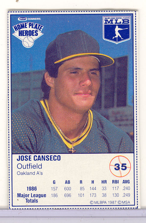 1987 Kraft Foods #35 Jose Canseco