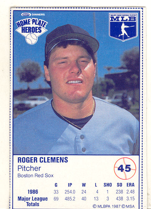 1987 Kraft Foods #45 Roger Clemens